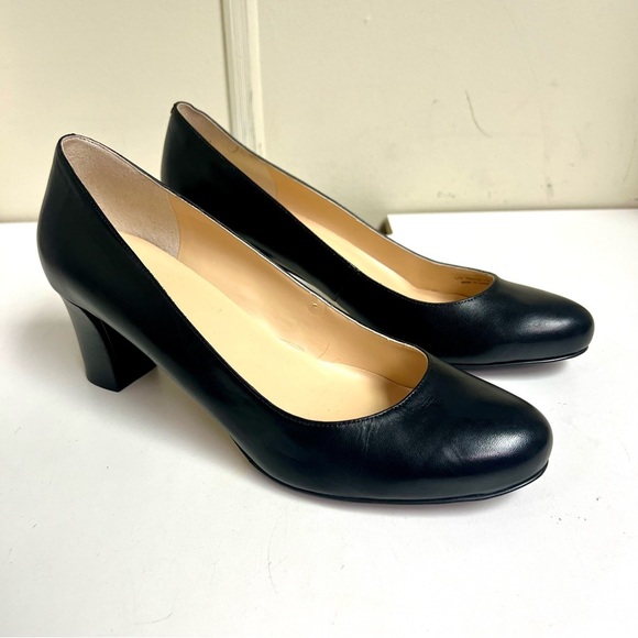 Cole Haan Women's Justine black leather block heels pumps 11B preppy office - Picture 2 of 11